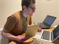 Inverclyde Libraries 'Device Advice' service providing residents with basic digital skills support over the phone by staff including William Henderson, senior library assistant, pictured.